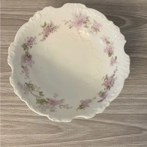 Vintage Germany Bone China Floral Bowl Iridescent Hand Painted Purple